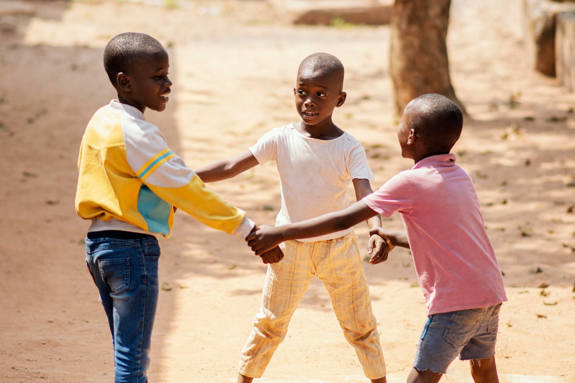 African boys playing outdoors